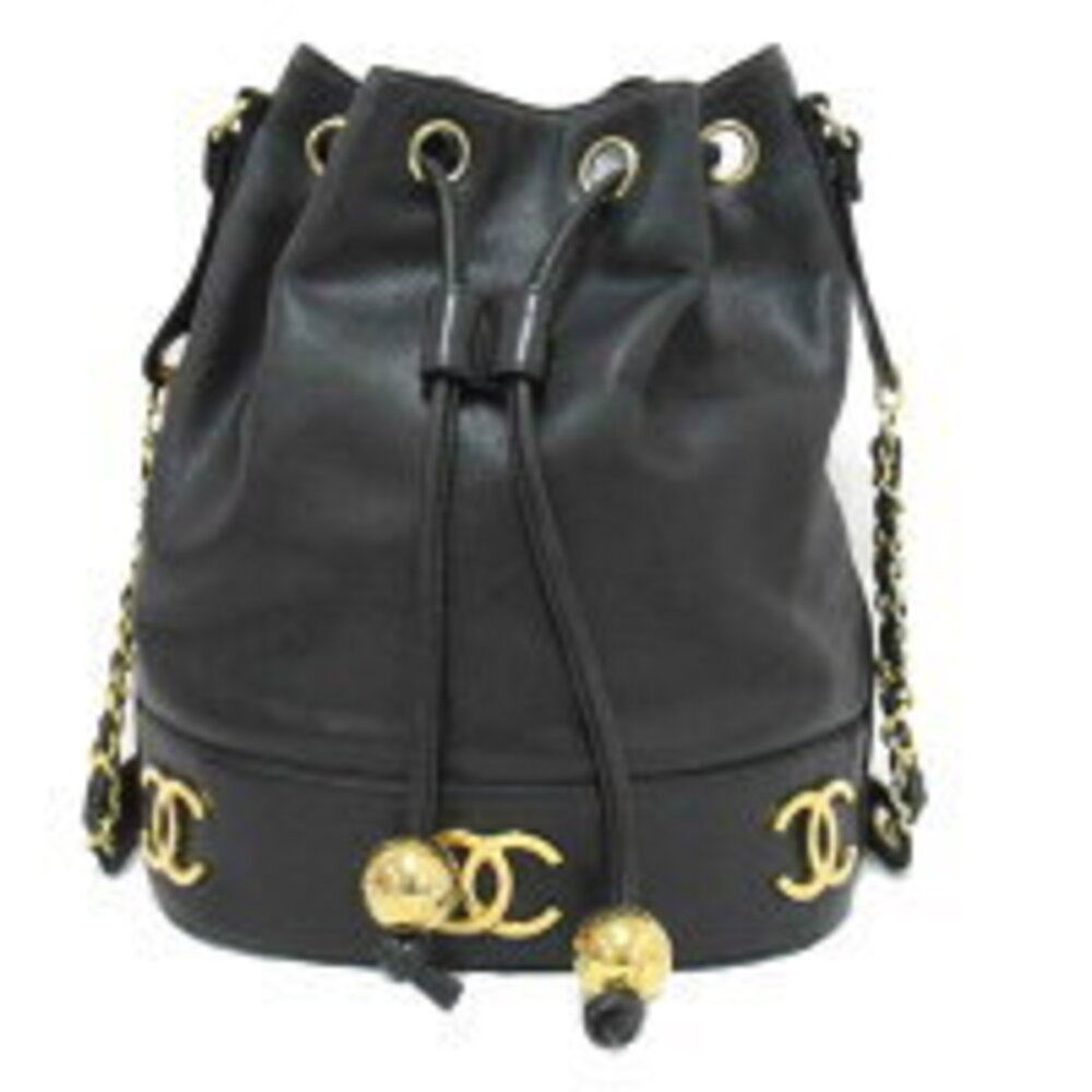 Chanel Triple Coco Caviar Drawstring Shoulder Bag